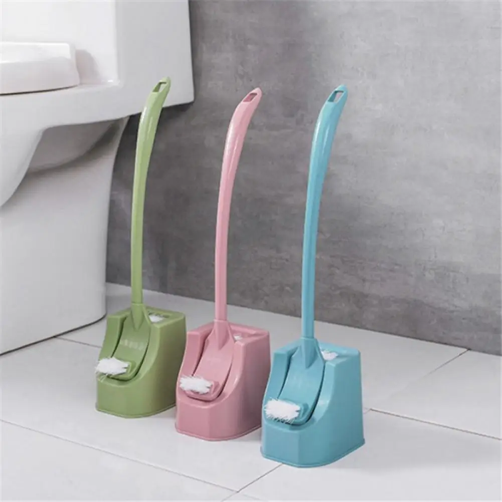

Bathroom Accessories Soft Hair Toilet Brush Set With Quick Drying Holder Flat Head Cleaning Toilet Brush Set