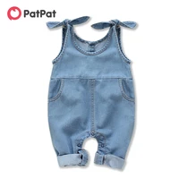 patpat 2021 new spring summer baby boys and girls denim suspender jeans 0 1 years one pieces long leg baby rompers