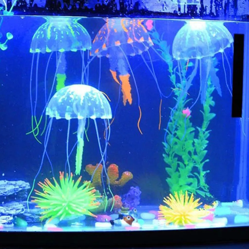 Fish Tank Decoration Fluorescent Glowing Beauty Artificial Fake Jellyfish Ornament Aquarium Underwater Ornamental | Дом и сад