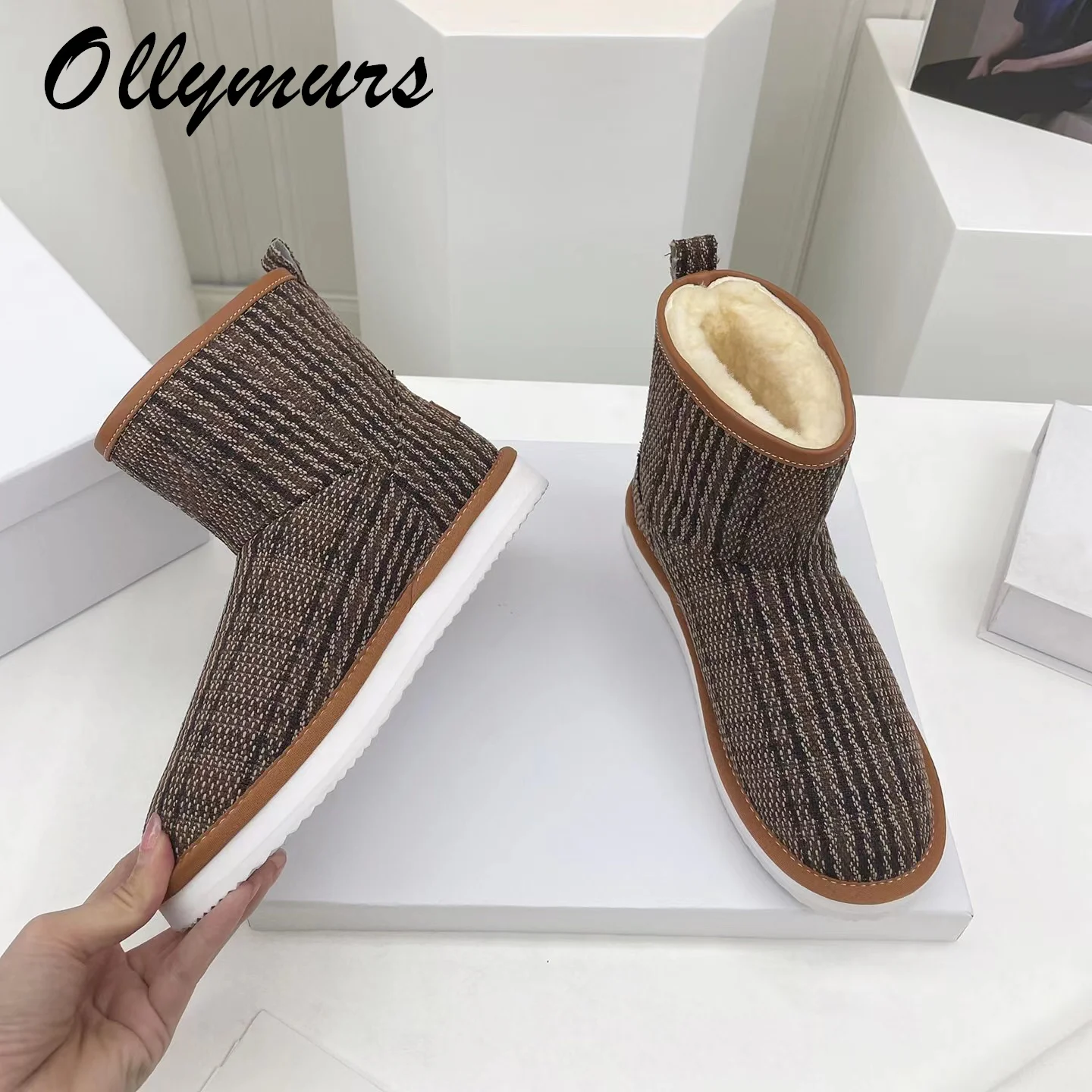 

Новые теплые меховые зимние сапоги ollywalls, брендовые дизайнерские Ботильоны на каблуке, дизайнерские женские сапоги