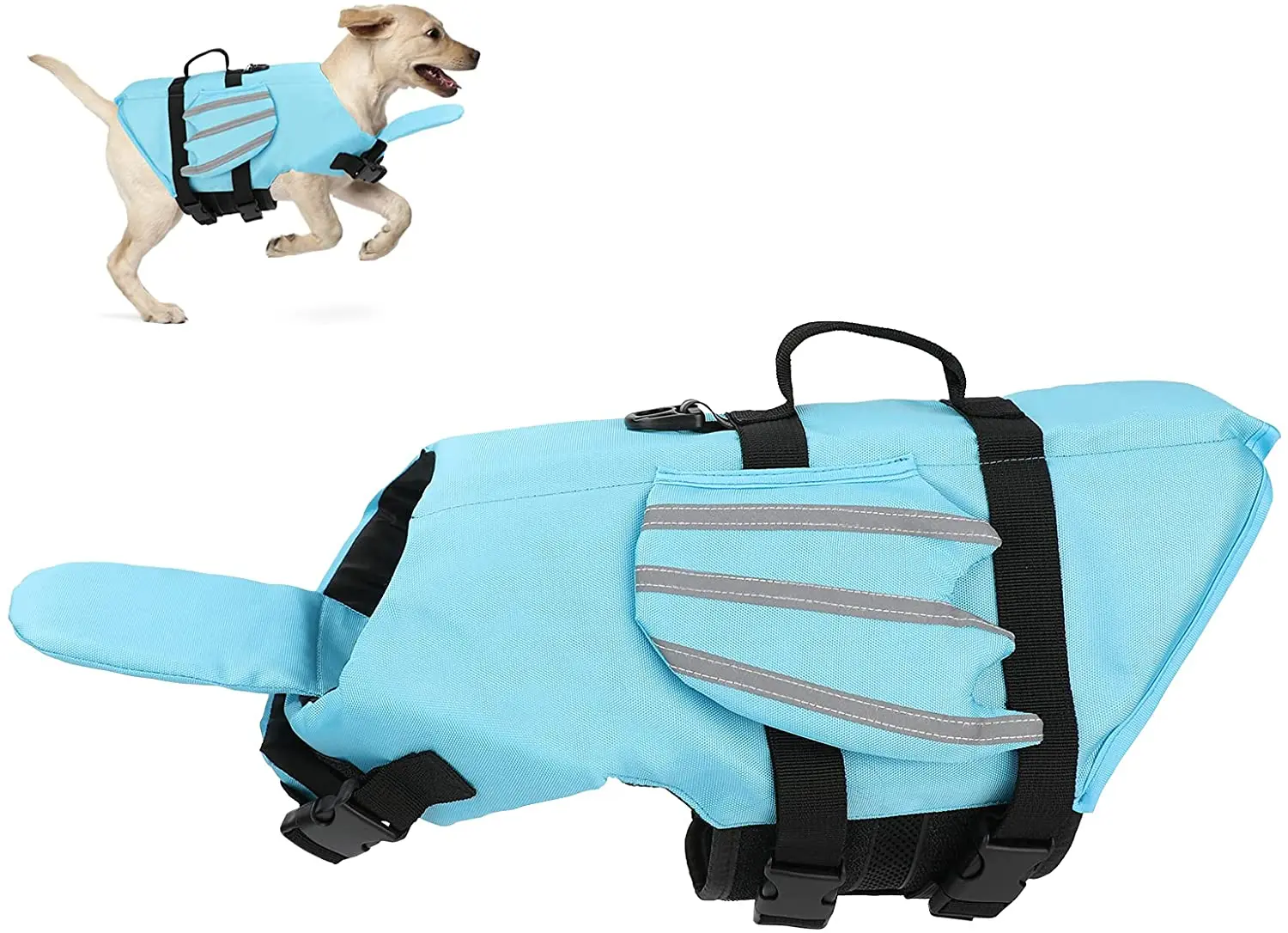

Dog Life Jacket, Pet Swimming Ripstop Dog Life Vest Reflective Stripe High Visibility Adjustable Lifesaver Jacket for Puppies