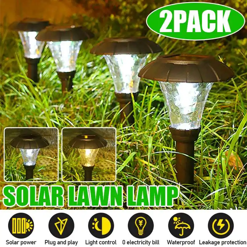 

2Pcs Solar IP65 Lawn Lamps Pathway Lights Outdoor Waterproof Solar Garden for Garden Landscape Path Yard Patio Driveway Walkway