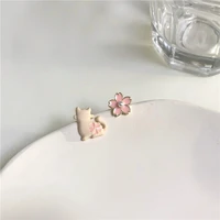 asymmetric flora cat cute cuff earrings lovely sweet simulated pearls kids earrings