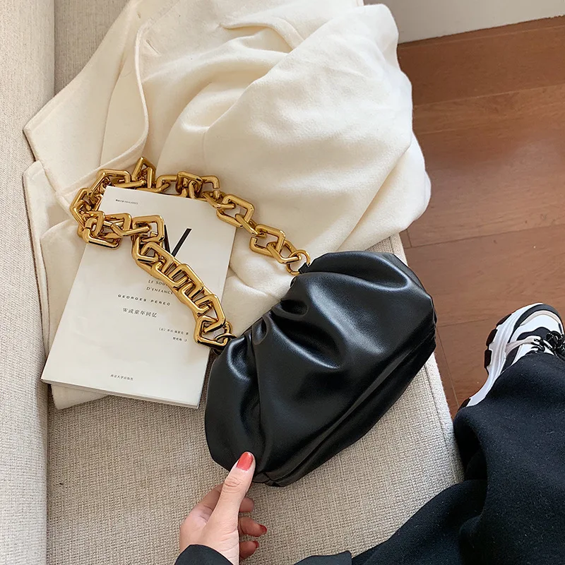 Новая тканая сумка из воловьей кожи с золотой цепочкой в виде облака кожаная