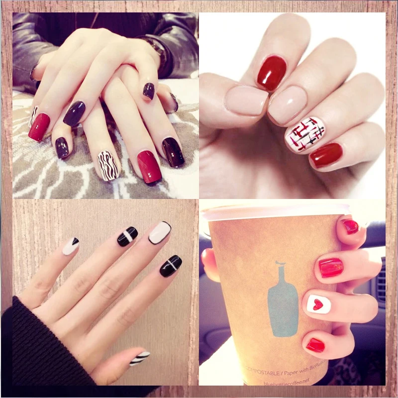 24 шт. искусственные овальные ногти многоразовые съемные водонепроницаемые