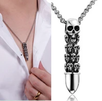 2021 celebrity accessories mens necklace bullet skull pendant domineering fashion punk style pendant necklace wholesale