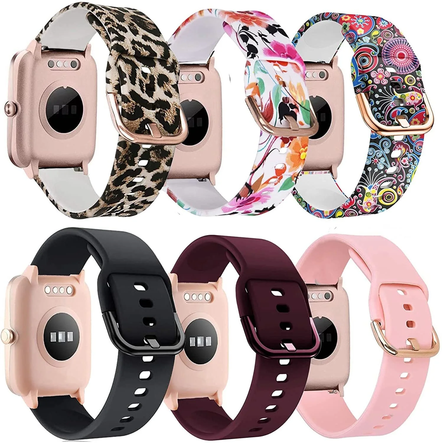 

Ремешки совместимы с умными часами Veryfitpro ID205L, быстросъемные Мягкие силиконовые бесцветные ремешки с цветочным принтом