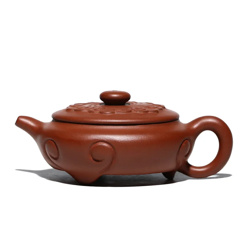 

Yixing three foot open Ruyi purple clay teapot raw tea set Gu Pengcheng hand made antique Ruyi teapot