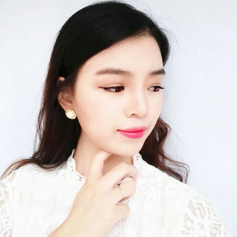 Модные большие серьги-гвоздики с мраморным опалом винтажные круглые