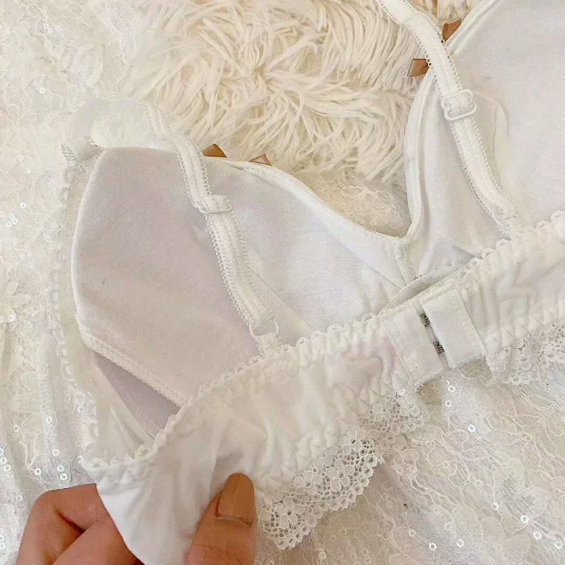 Черно-белый сексуальный женский бюстгальтер без косточек и трусики комплект