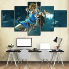 Без рамки холст 5 шт. Zelda Дыхание дикой природы геймер стены искусства плаката фото Картины домашний Декор Аксессуары LED украшения