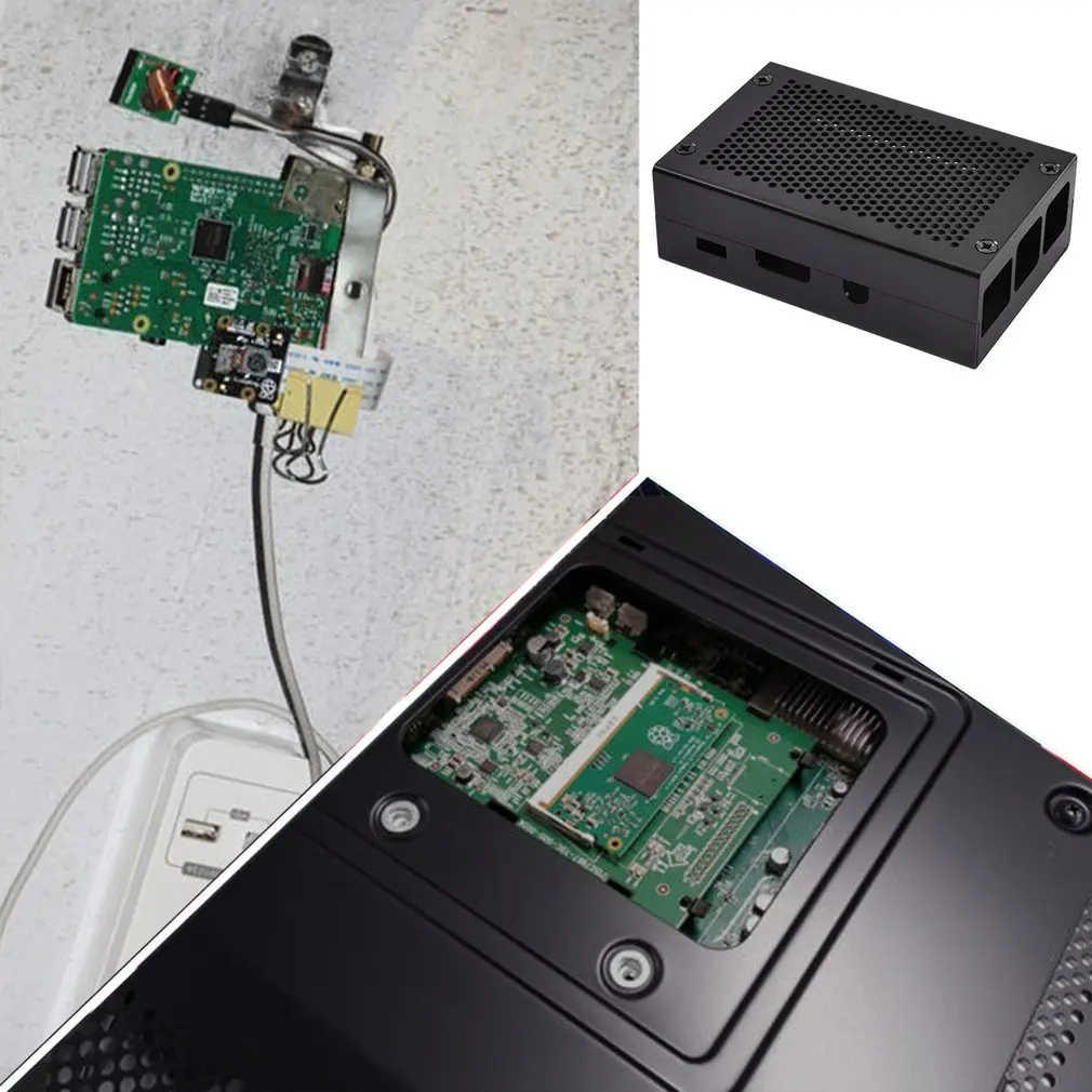 Для Raspberry Pi 3 Model B + Алюминиевый Чехол черный чехол металлический корпус для RPI