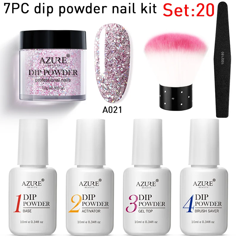 Azure Beauty 7 шт./лот порошок градиентный цвет набор пудры для ногтей базовый топ