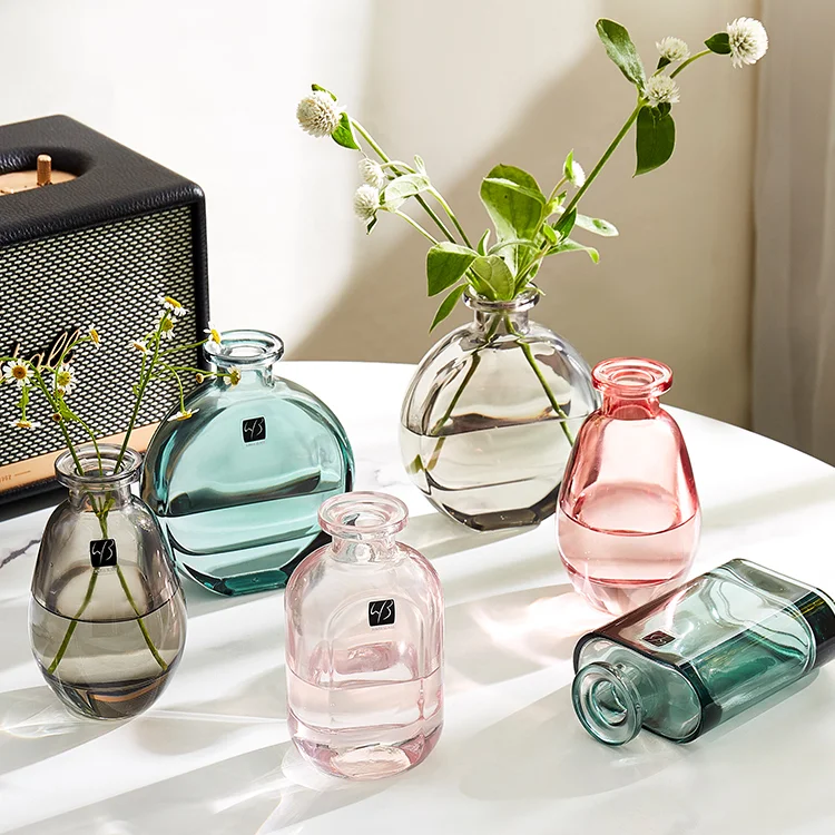 

Nordic Luxury Vase Glass Minimalist Aesthetic Office Desktop Design Flower Vase Living Room Modern Terrarium Home Decor DF50HP