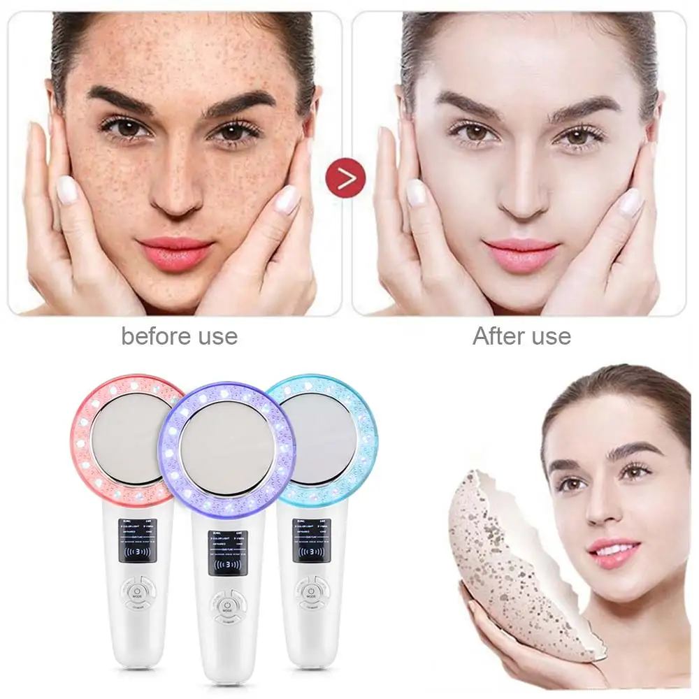 Goedkoop 6 In 1 Smart Ultrasone Ion Schoonheid Apparaat Gezicht Huidverzorging Draai Lifting Massager Machine Led Photon Gezicht Lichaam Ems Massager