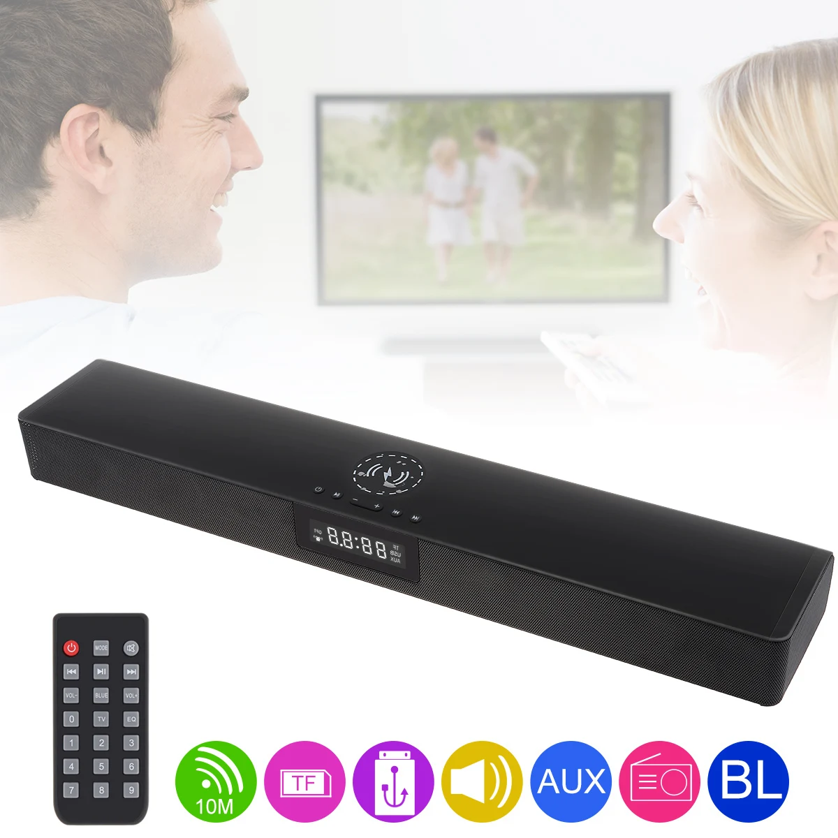 

BS-39B20W Home Theater Soundbar Music Stereo MP3 Player Loudspeaker Sound Bar Alarm Clock TF Card 3.5MM Jack For Smartphone PC