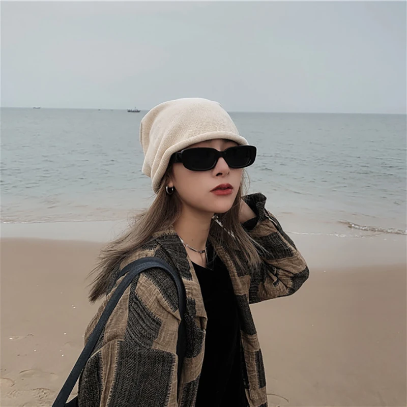 [EAM] Женская Черная серая вязаная Рыбацкая шапка новинка Круглый купол