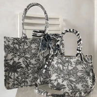 luxury canvas handbag for womens fashion brand designer bag jacquard embroidery female girls shopper canvas tote shoulder bag