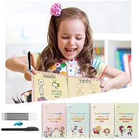 4 piecesset of magic copybooks reusable childrens calligraphy english exercise book lettering groove painting picture book