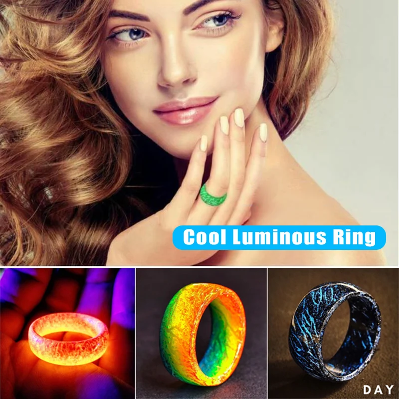 Модное светящееся кольцо из смолы для женщин и мужчин люминесцентные светящиеся