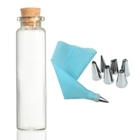 10 pcs 20ml mini clear wishing bottle with 8 pcs icing piping cream pastry bag 6x stainless steel nozzle set