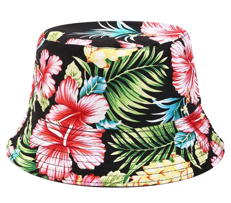 Женская хлопковая Панама с цветочным принтом Пляжная двухсторонняя шляпа в