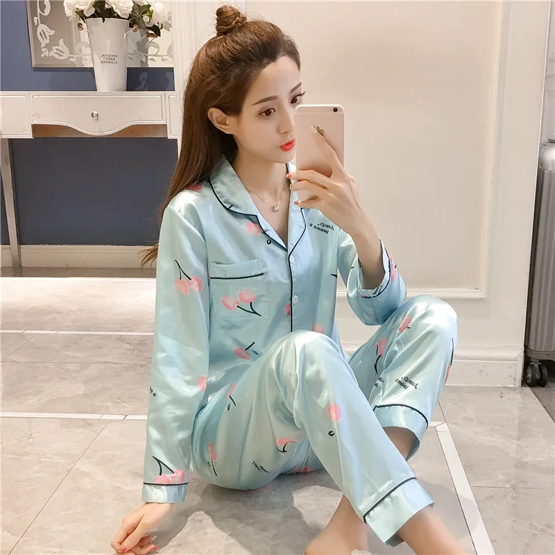 Пижамный комплект Smmoloa женский Шелковый оригинальная пижама в ленивом стиле с