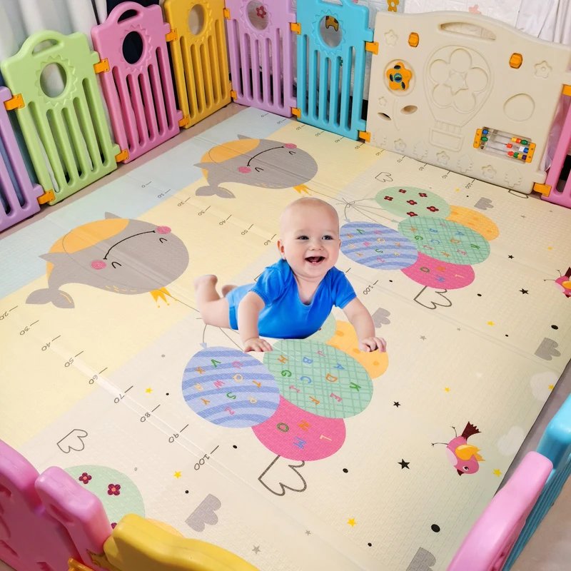 Non-Toxic 1cm Thick Foldable Baby Play Mat Game Activity Rug Foam Floor Mat Waterproof Crawling Mat