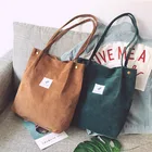 Холщовые сумки для женщин, повседневные сумки для покупок, Вельветовая Сумка-тоут, Женская Магнитная сумка на плечо, однотонная сумка для студентов, пляжная сумка-мессенджер