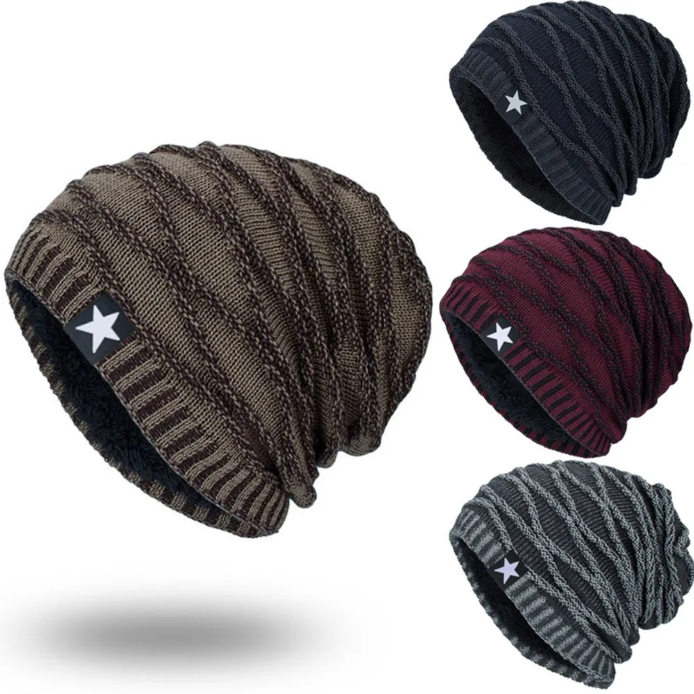 SAGACE Мужская s Skullies зимняя шапка бини вязанные Котто хип-хоп чулок плюс бархатная