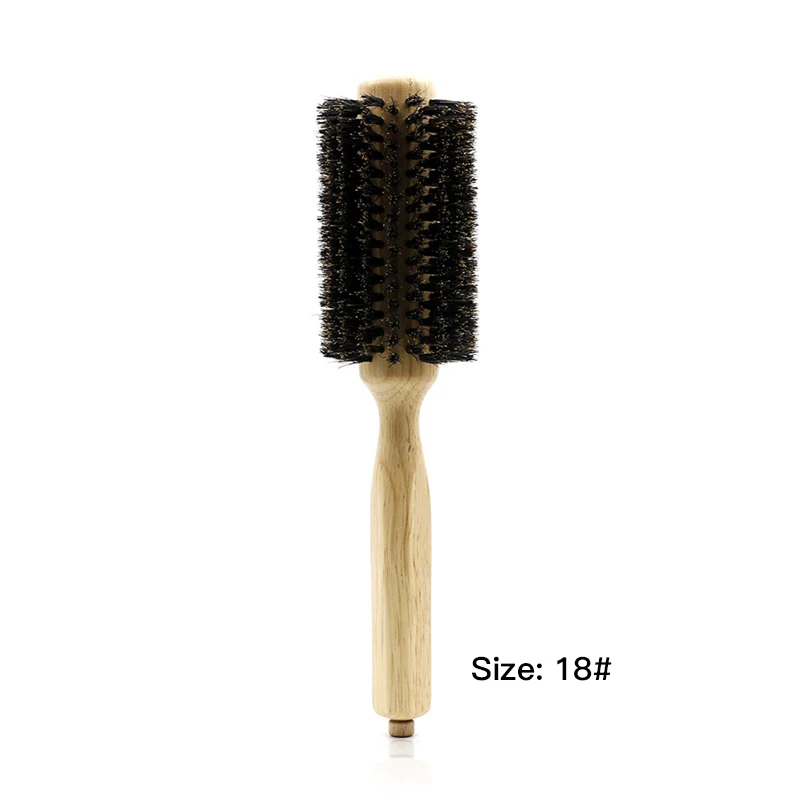 No.18 wood brush Mythus, 6 размеров, опция, парикмахерские деревянные щетки, круглая щетка из натуральной щетины, круглая щетка, набор, деревянная ручка, расческа, расческа - Цвет: No.18 wood brush