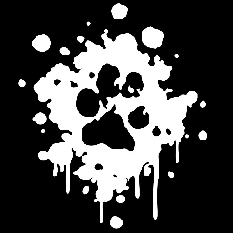 

Funny Dog Paw Print Splash Fashion Applique Car Window Decoration Personality Pvc Waterproof Applique Black/white, 19cm*16cm