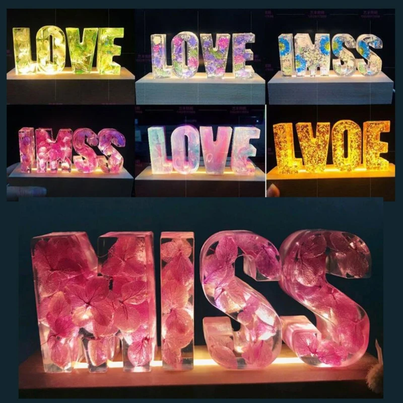 

English Alphabet Crystal Epoxy Resin Mold Letter Decorations DIY Silicone Mould J60E