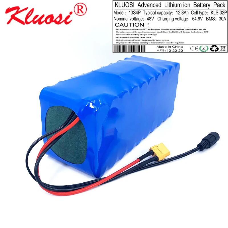 

Литий-ионный аккумулятор KLUOSI 48 В, 48 В, 12 А · ч, 12 А · ч, 13S4P, 54,6 в, с 30 А BMS, для электросамоката, транспортного средства электровелосипед велосипе...