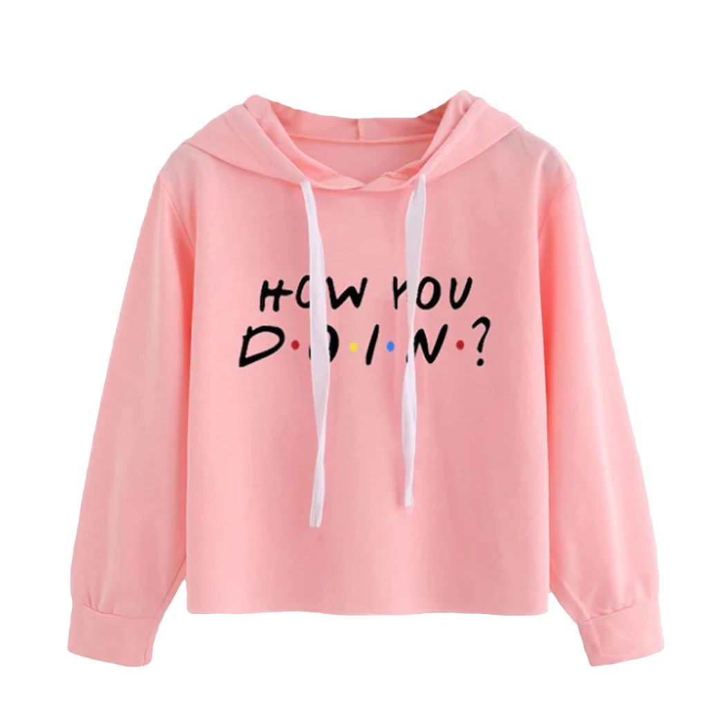 Женские друзья Толстовка How You Doin панк Свободный укороченный топ Poleron с длинным