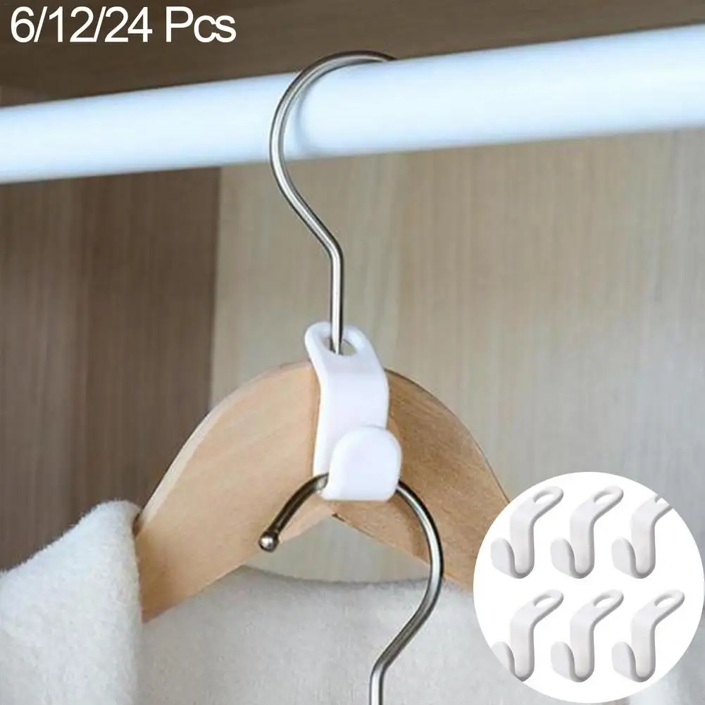 

24/12/6Pcs Clothes Hanger Connector Hooks Closet Organizer Hanger Clips Space Saving Folding Clothes Rack Cabinet Storage