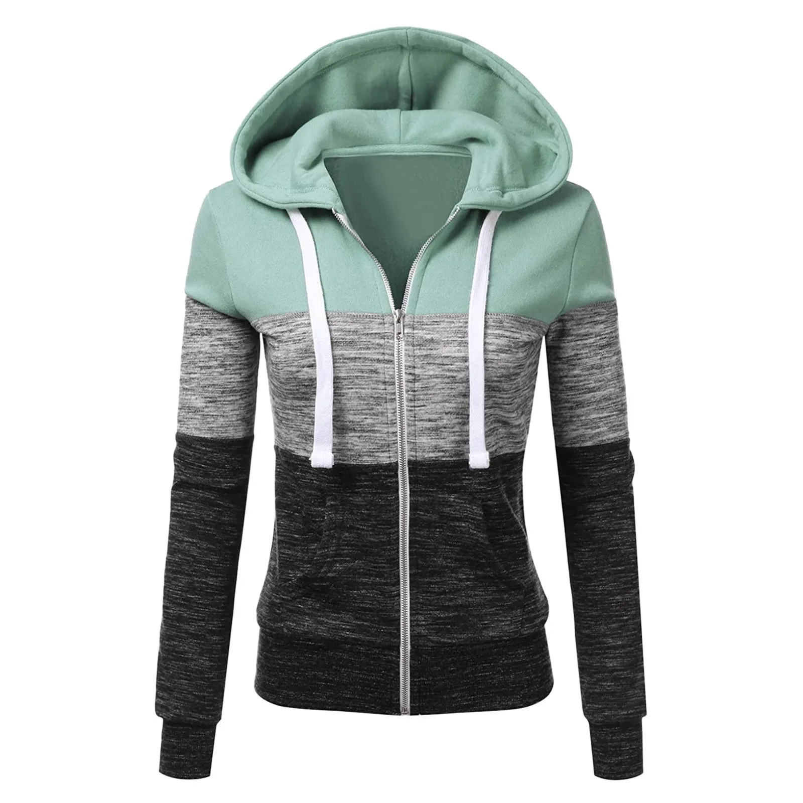 

2021 Autumn Women Striped Hoodies Sweatshirt Long Sleeve Hooded Zipper Pockets Jackets Casual Plus Size Tracksuit Female Clothes