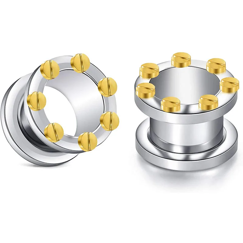 Пара заглушек для ушных каналов из хирургической стали двойной расклешенный