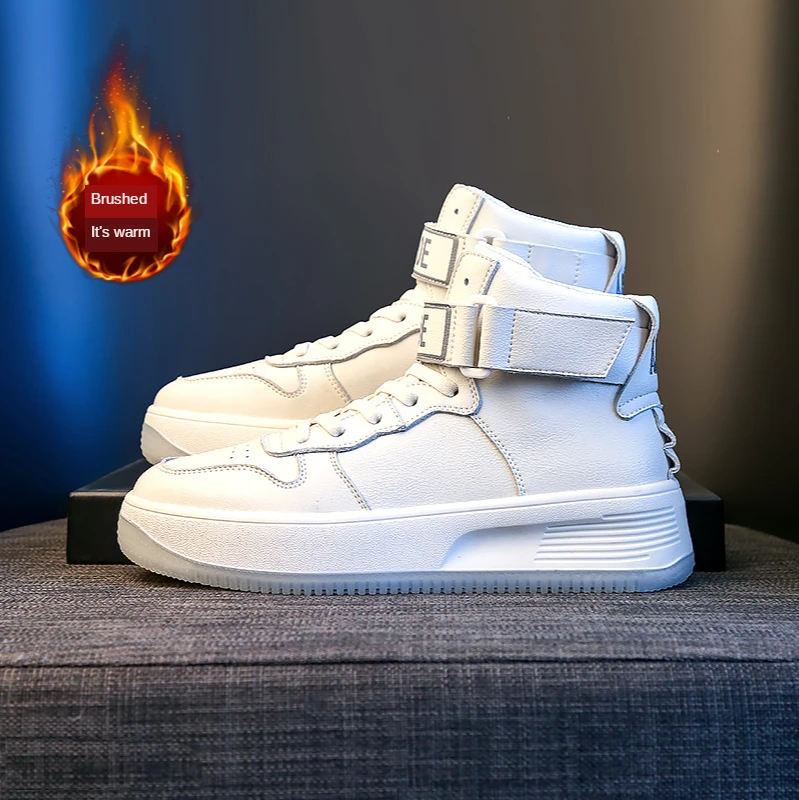

Winter Warm Fur Sneakers for Women Winter White Sneakers High Top Genuine Leather Ankle Shoes Female Spring Shoes 2021