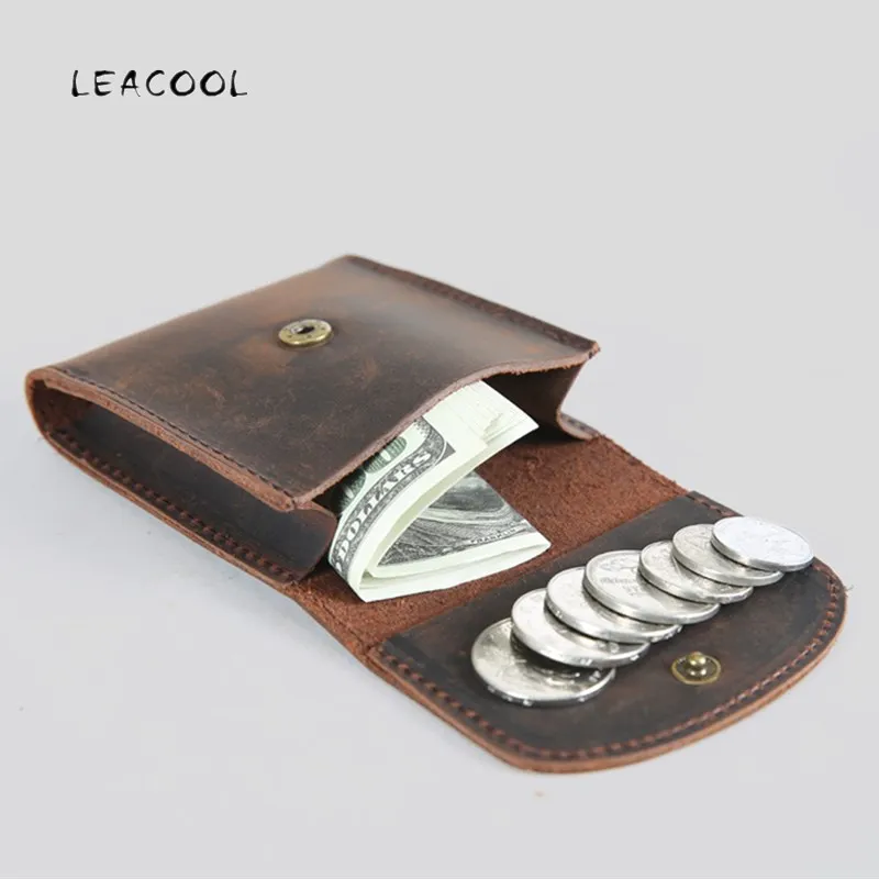 Винтажный Кошелек для монет из натуральной кожи Женский Мужской кошелек с