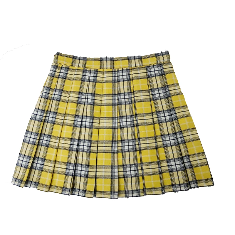 light yellow Панк Харадзюку фиолетовая клетчатая мини-юбка женская плиссированная юбка с высокой талией консервативный стиль кавайные женские юбки размера плюс Saias Femininas - Цвет: light yellow