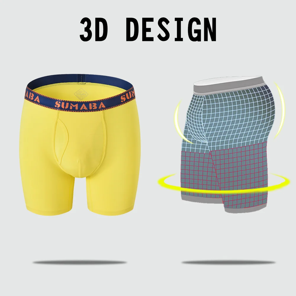 2021 New Fashion Male Panties Shorts Comfortable Simple Long Leg Width Elastic Waistband Men's Boxer Briefs