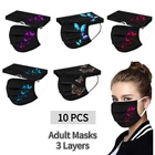 10 шт., женские маски для лица с принтом бабочек