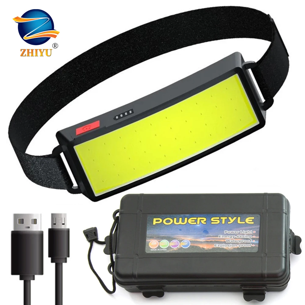 

COB Led Headlamp Built-in Battery Rechargeable Headlight Head Waterproof Lamp White & Red Lighting for Camping Working Light
