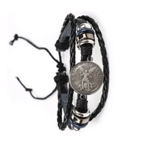 glass cabochon bracelet archangel st michael protect me saint shield protection charm russian orhodox leather bangle for holy