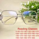 Модные прозрачные металлические очки с защитой от синего света для женщин и мужчин, очки для дальнозоркости, оправы TR90, оптические очки для чтения, очки 0  + 6