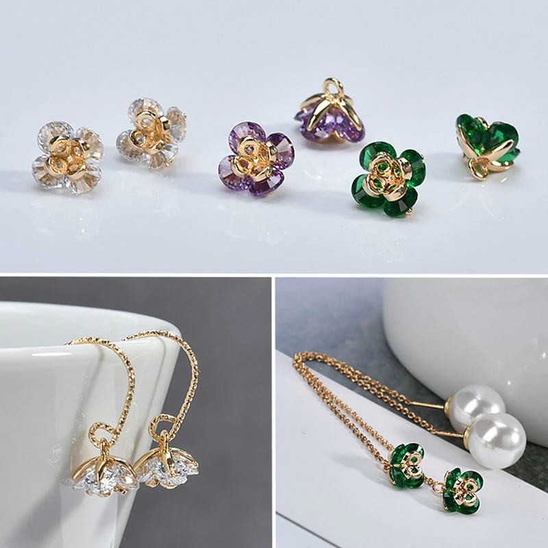 Фурнитура с покрытием из 18 каратного золота/цветной флорет Цветная Мозаика