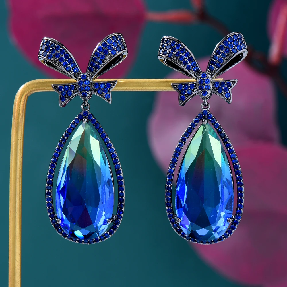 

Blachette New Trend Luxury Dangle Earrings For Women Elagant Exquisite Crystal Cubic Zirconia Earrings Party Jewelry Accessories