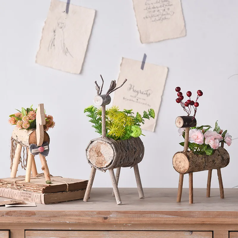 

[VIP] Nordic Creative Log Fawn Flower Pot Pastoral Simulation Flower Deer Ornaments Table Office Floral Home Decoration Crafts