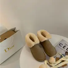 Botas de nieve con tacón plano y relleno de terciopelo para mujer, botines cortos de algodón, en cuatro colores, otoño e invierno, 2021 (1)